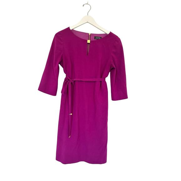 Tahari US 8 Purple Tie Waist Sheath Dress Formal Work Cocktail Office Siren Date - Picture 1 of 13